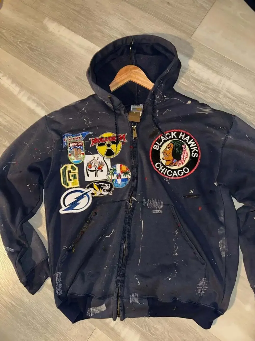 Carhartt K122 NVY Zip-Up Hoodie 1 of 1 patch design rare exclusive